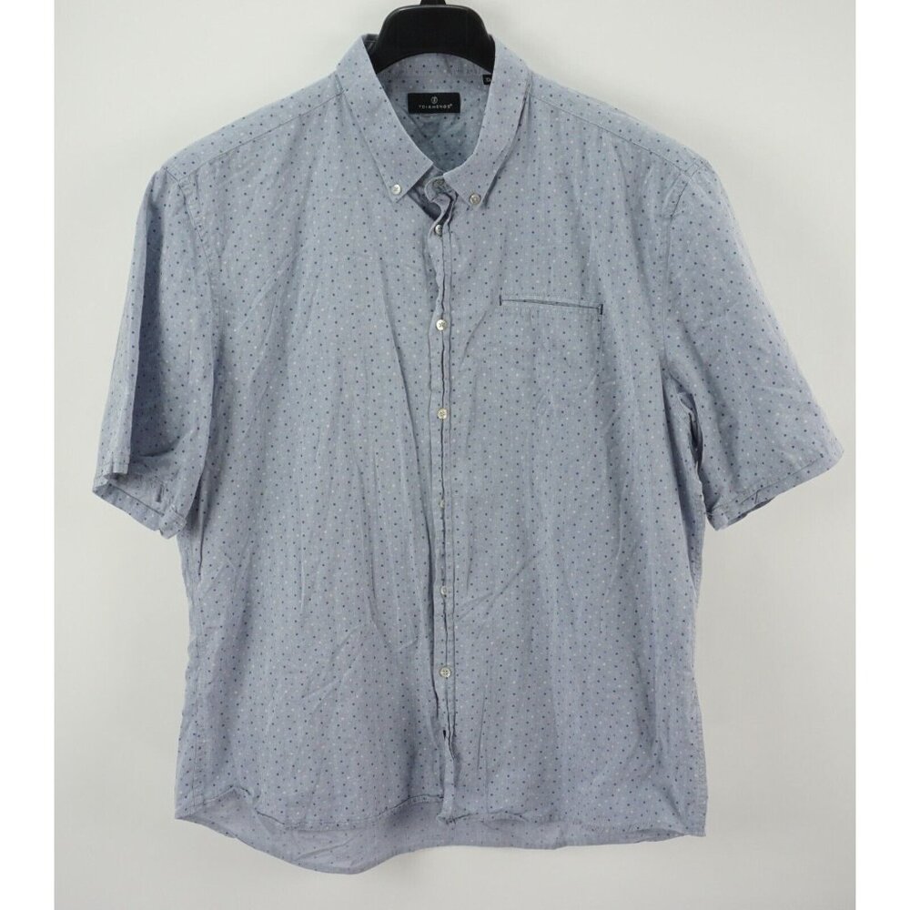 7 Diamonds Premium Electric Trust Men's 3XL Slim Blue Checkered Button Up Shirt